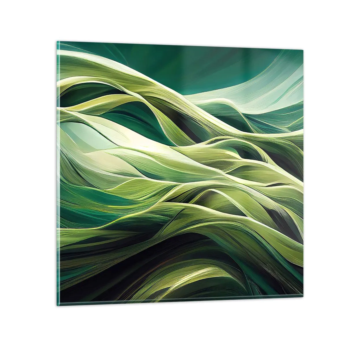 Quadro em vidro - Jogo verde abstrato - 30x30 cm