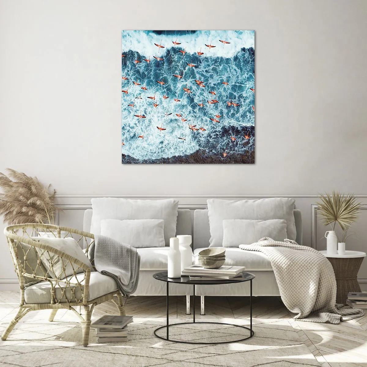 Quadro em vidro - Desfile à beira-mar - 40x40 cm