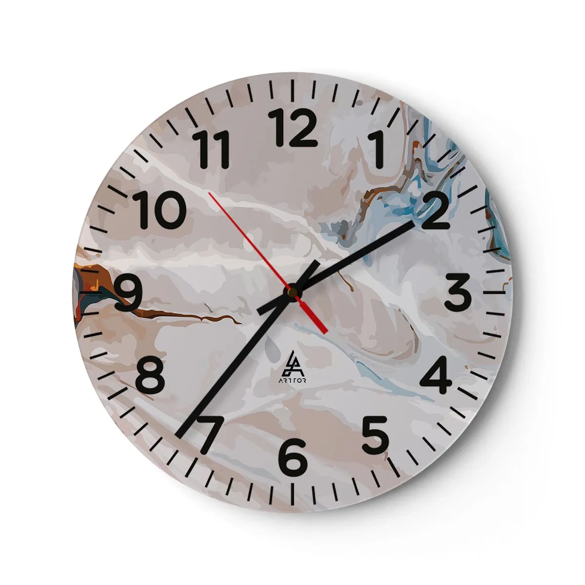 Relógio de parede - Relógio em vidro - Meandros azuis sob branco - 40x40 cm