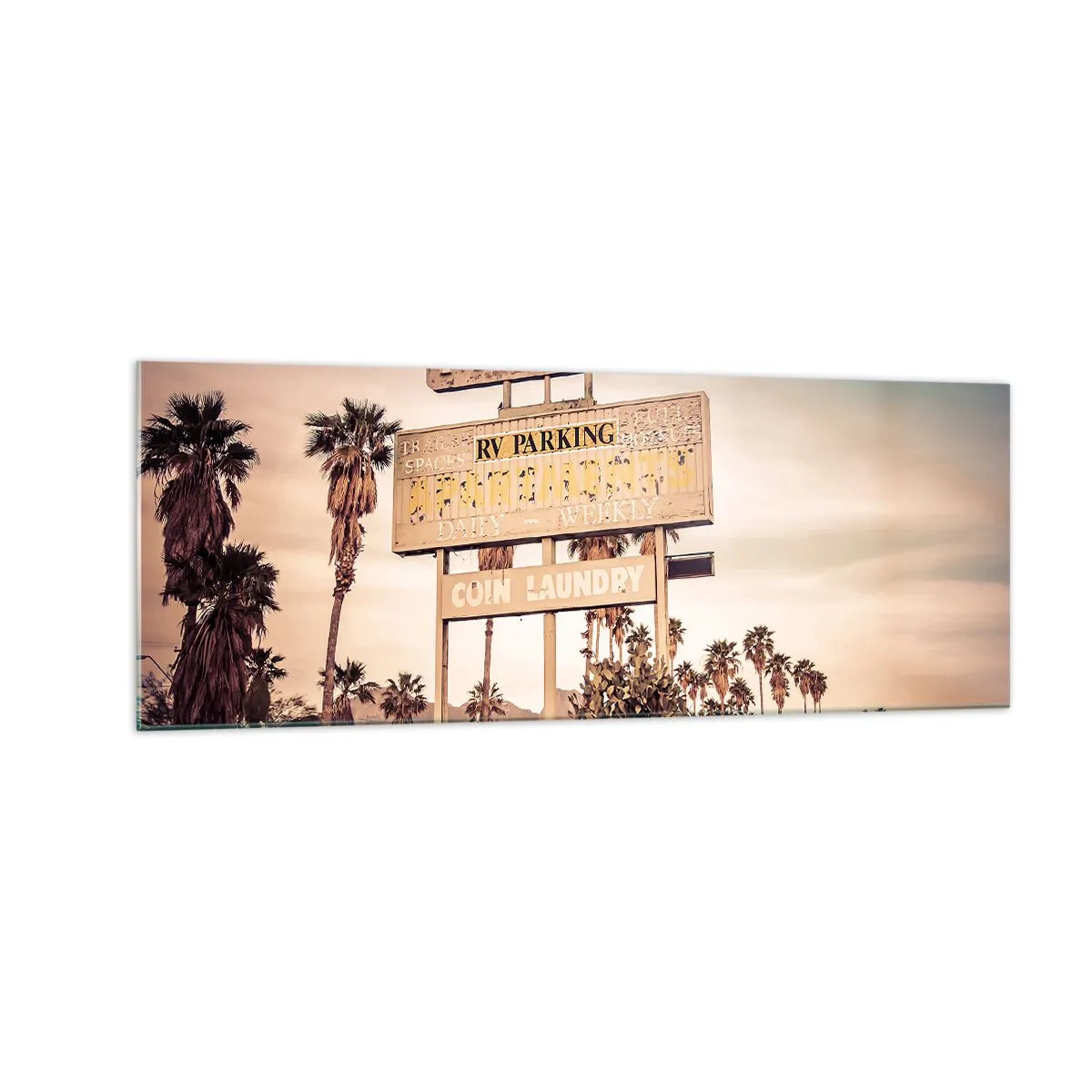 Quadro em vidro - O tempo parou aqui - 140x50 cm