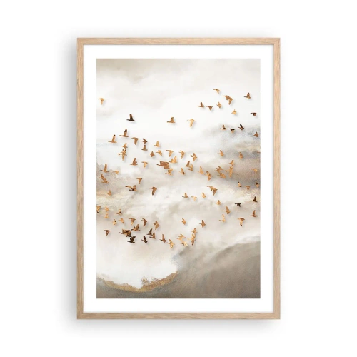 Pôster com moldura de carvalho claro - Está na hora… - 50x70 cm