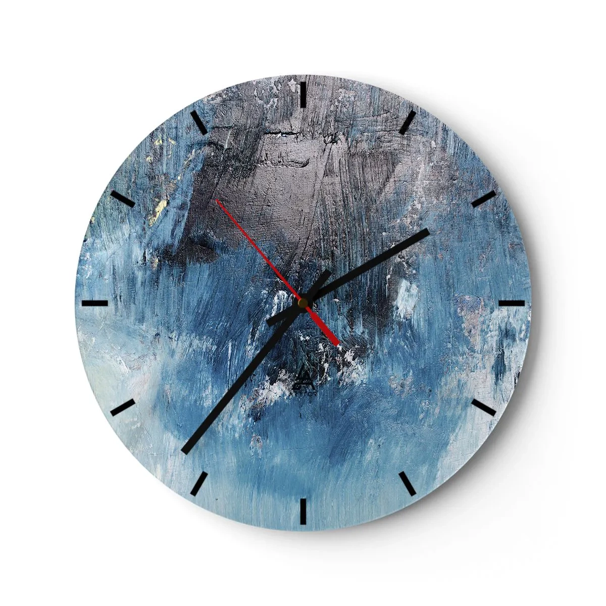 Relógio de parede - Relógio em vidro - Textura abstrata em tons de azul - 30x30cm - Rapsódia em azul - Decoração de parede moderna para a sala de estar, cozinha e quarto ARTTOR