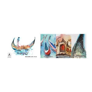 Amostra de papel de parede Premium Sand - Navegamos pela cidade - Abstração, Veneza, Ponte - 100x30 cm