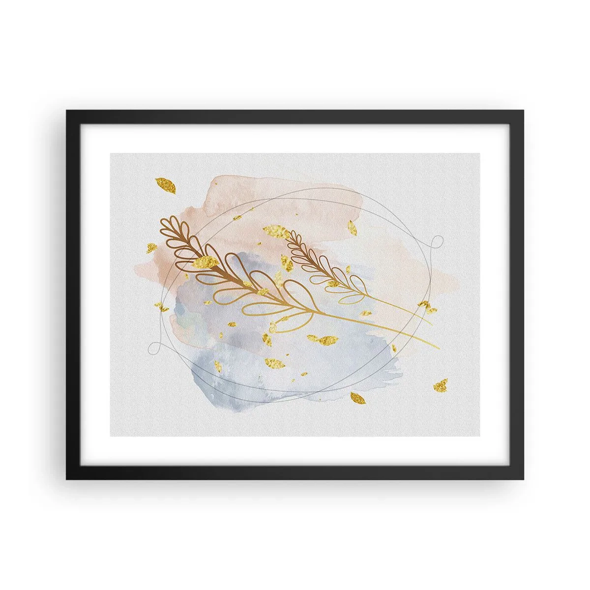 Pôster com moldura preta - Explosão dourada - 50x40 cm