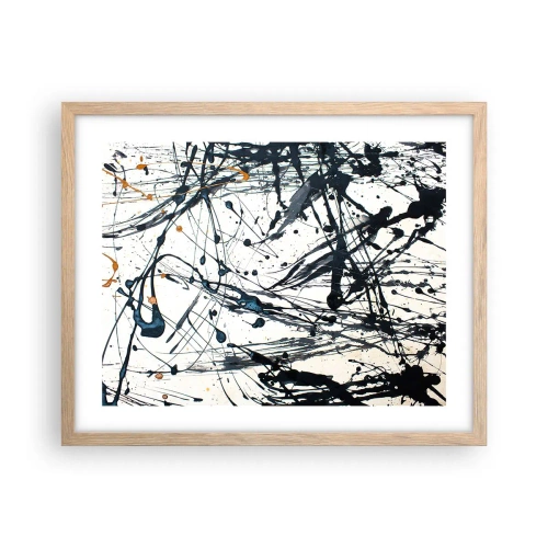 Pôster com moldura de carvalho claro - Abstração expressionista - 50x40 cm