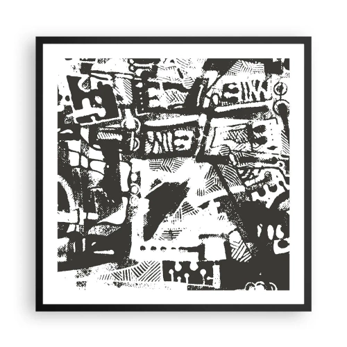 Pôster com moldura preta - Ordem ou caos? - 60x60 cm