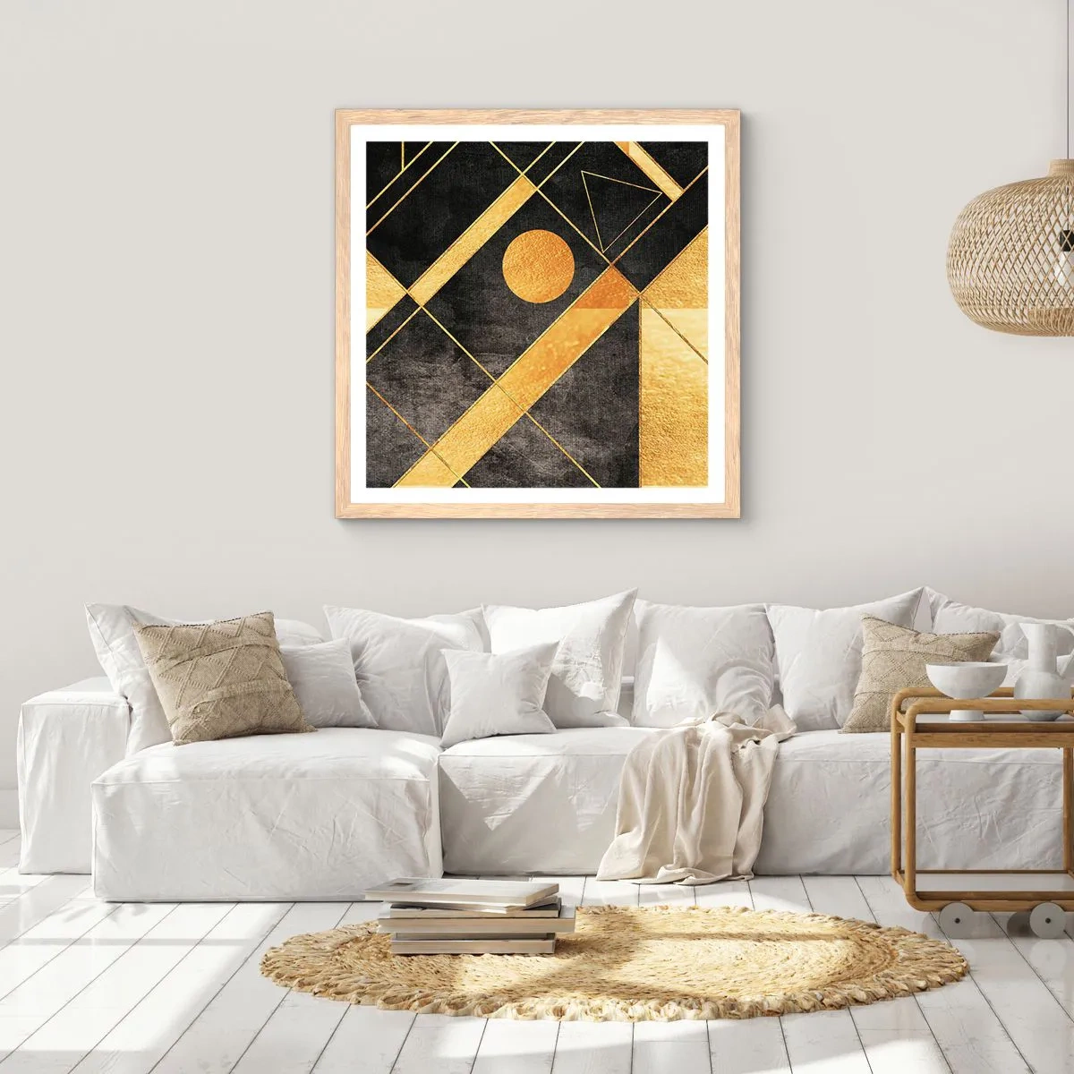 Pôster com moldura de carvalho claro - Sol do Deserto - 50x50 cm