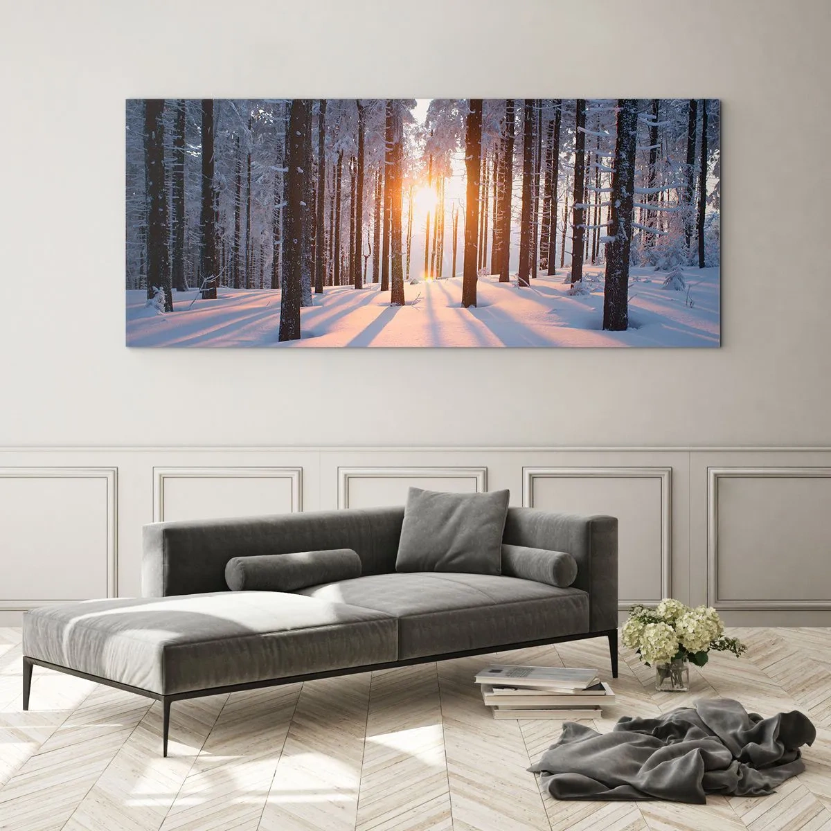 Quadro em vidro - Preto no branco - 100x40 cm