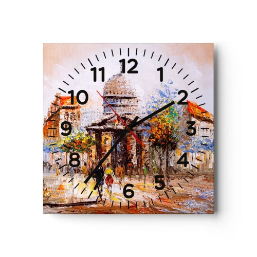 Relógio de parede - Relógio em vidro - Passeio por Paris - 30x30 cm
