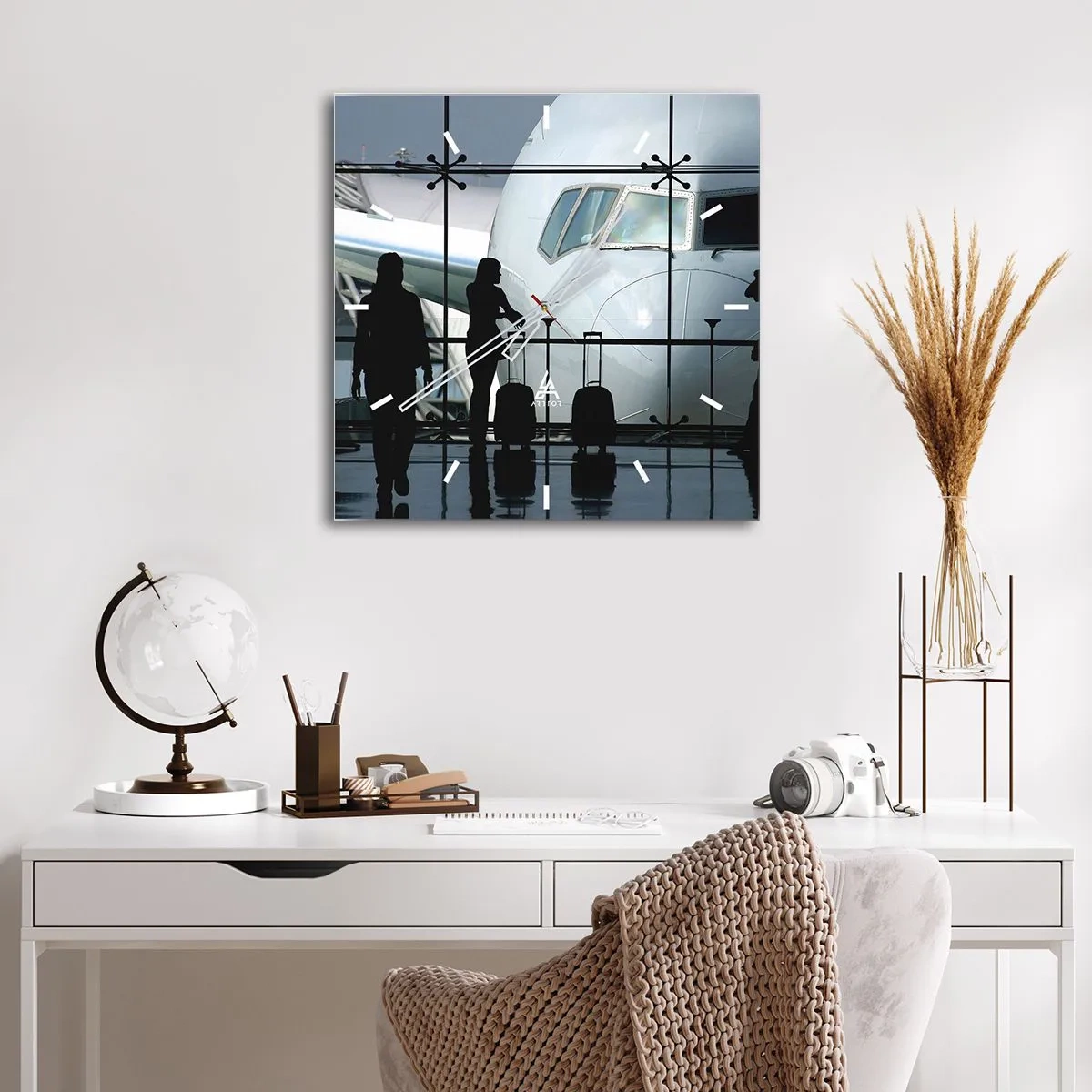 Relógio de parede - Relógio em vidro - Vis a vis no aeroporto - 40x40 cm