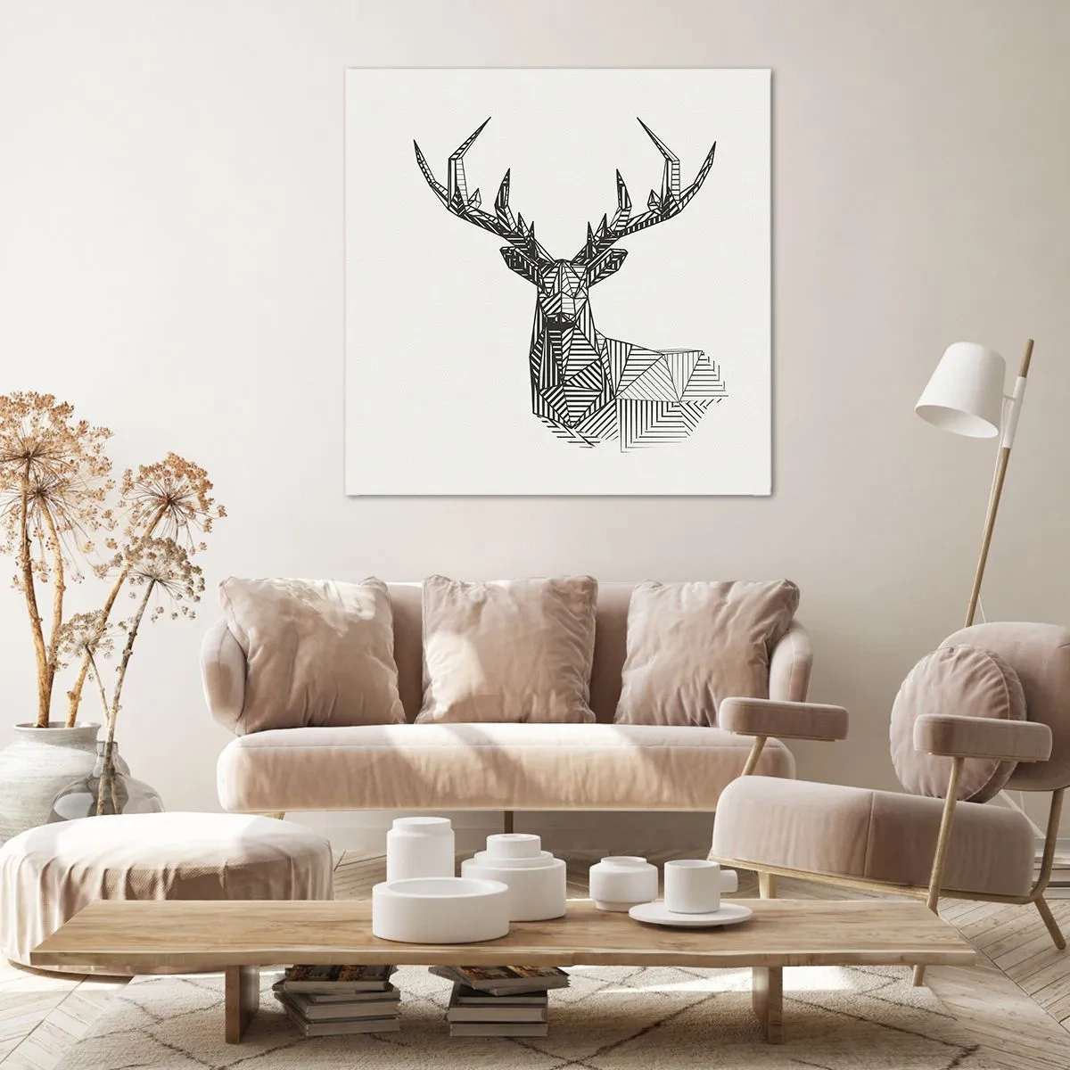 Quadro em tela - Veado em estilo cubista - 70x70 cm