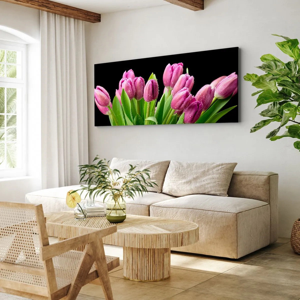 Quadro em tela - Alegria lilás da primavera - 100x40 cm