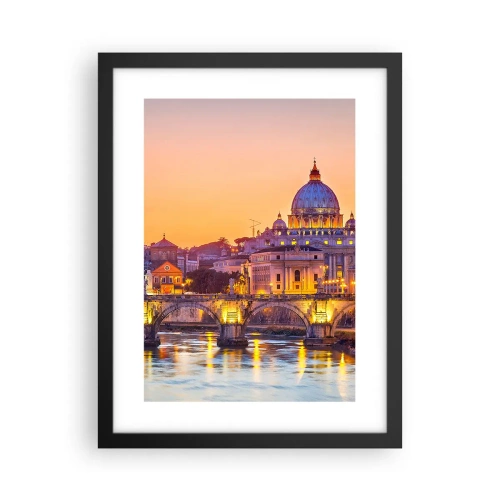 Pôster com moldura preta - Crepúsculo sobre a Cidade Eterna - 30x40 cm