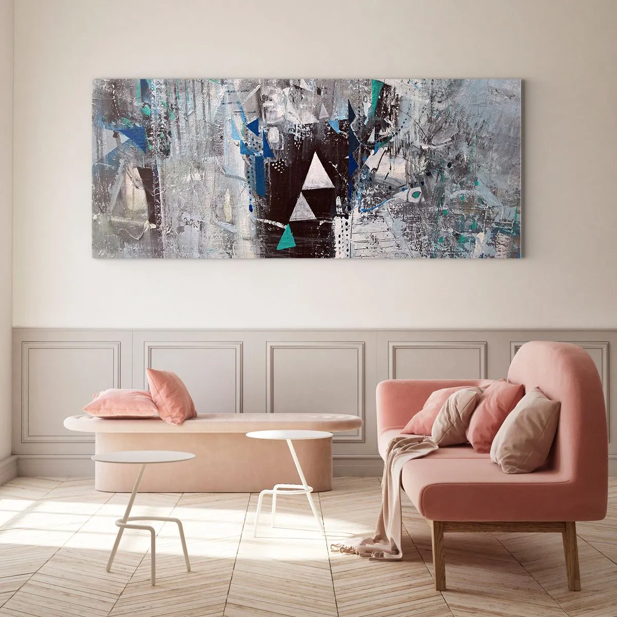 Quadro em vidro - A ordem superior dos triângulos - 160x50 cm