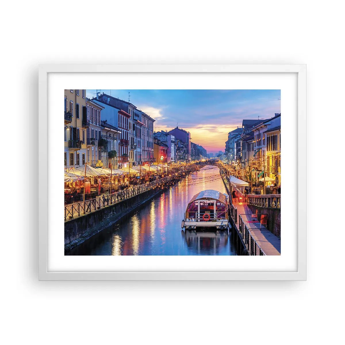 Pôster em moldura branca - Uma noite de luz e diversão - 50x40 cm