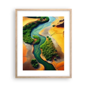 Pôster com moldura de carvalho claro - Rio que dá vida - 40x50 cm