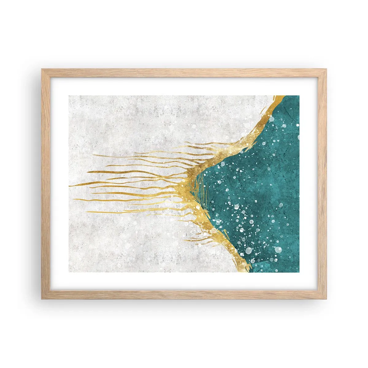 Pôster com moldura de carvalho claro - Maré Dourada - 50x40 cm