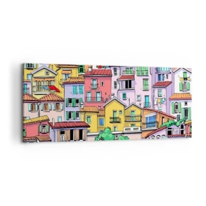 Quadro em tela - Cidade divertida - 100x40 cm