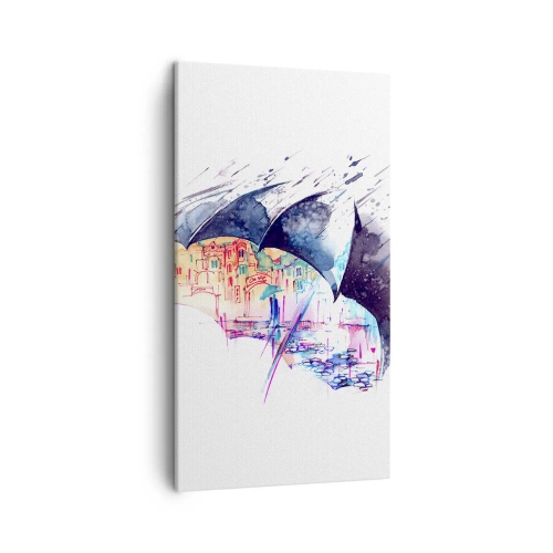 Quadro em tela - Passeio na chuva - 45x80 cm