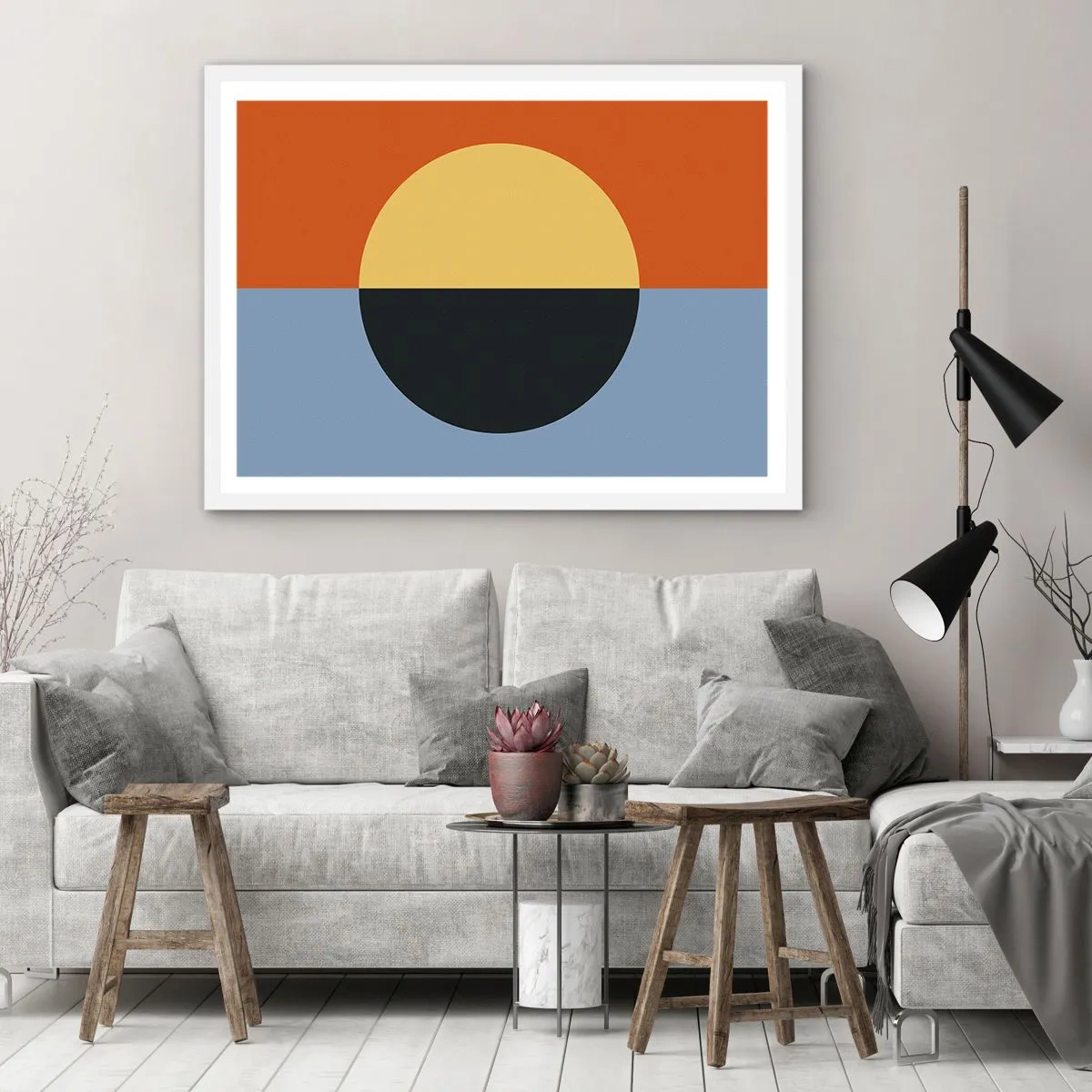 Pôster em moldura branca - Composição do calor e do frio - 91x61 cm