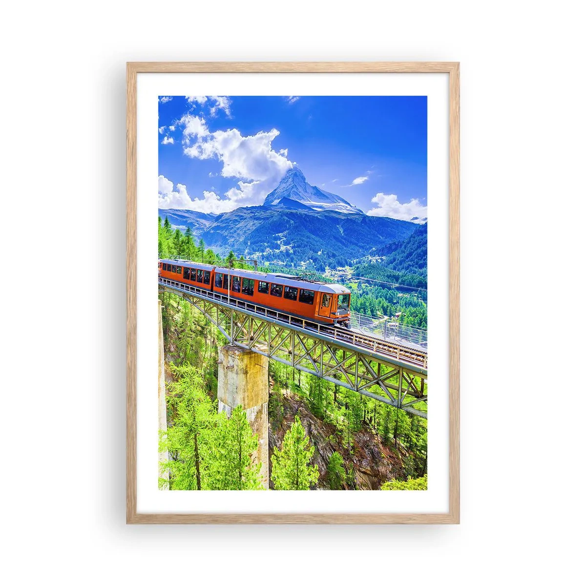 Pôster com moldura de carvalho claro - Hora dos Alpes - 50x70 cm