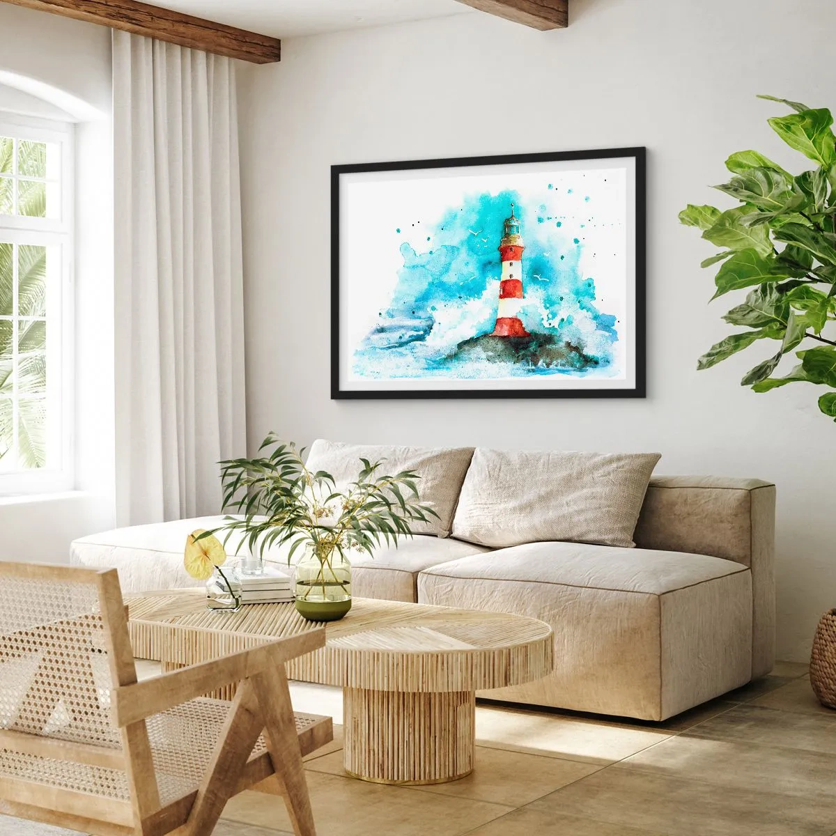Pôster com moldura preta - Unidade dos elementos da natureza - 70x50 cm