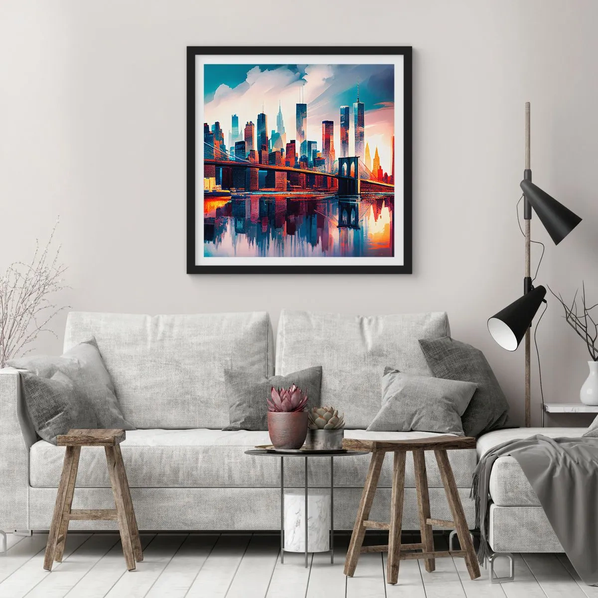 Pôster com moldura preta - Nova York dos sonhos - 40x40 cm