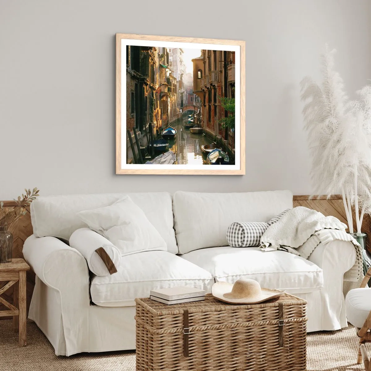 Pôster com moldura de carvalho claro - Em um beco veneziano - 40x40 cm