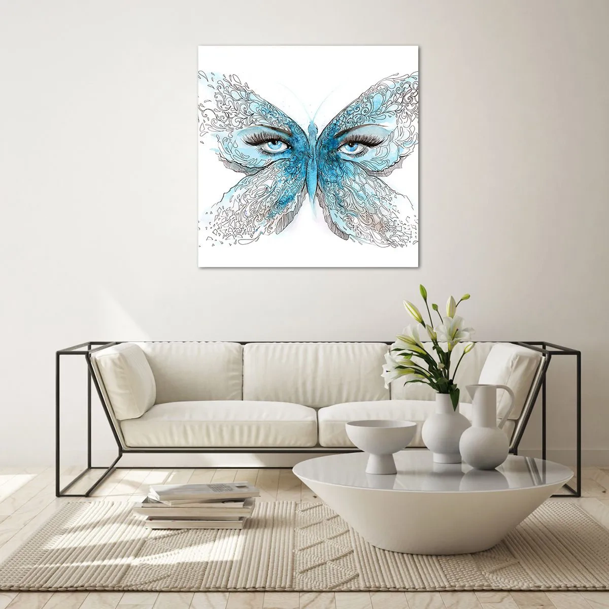 Quadro em vidro - Borboleta eros - 30x30 cm