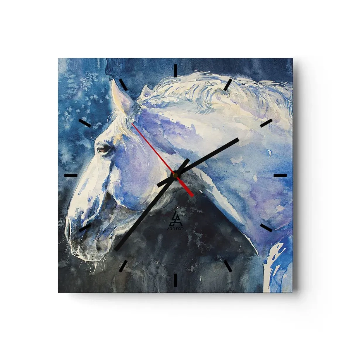 Relógio de parede - Relógio em vidro - Retrato com um brilho azul - 30x30 cm