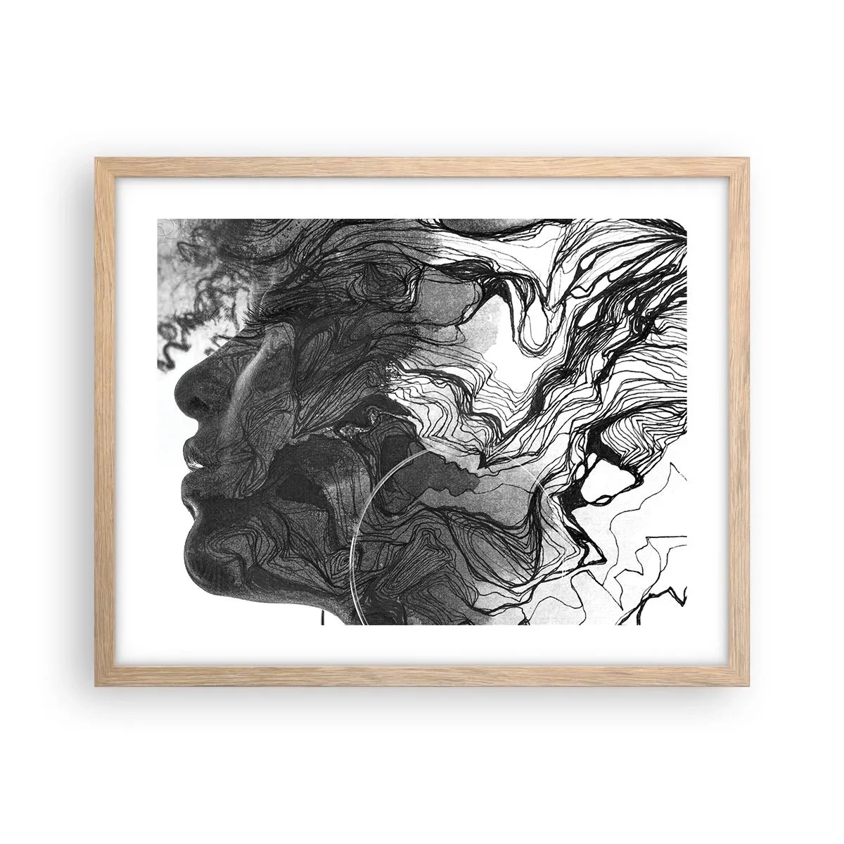 Pôster com moldura de carvalho claro - Entrelaçados em sonhos - 50x40 cm