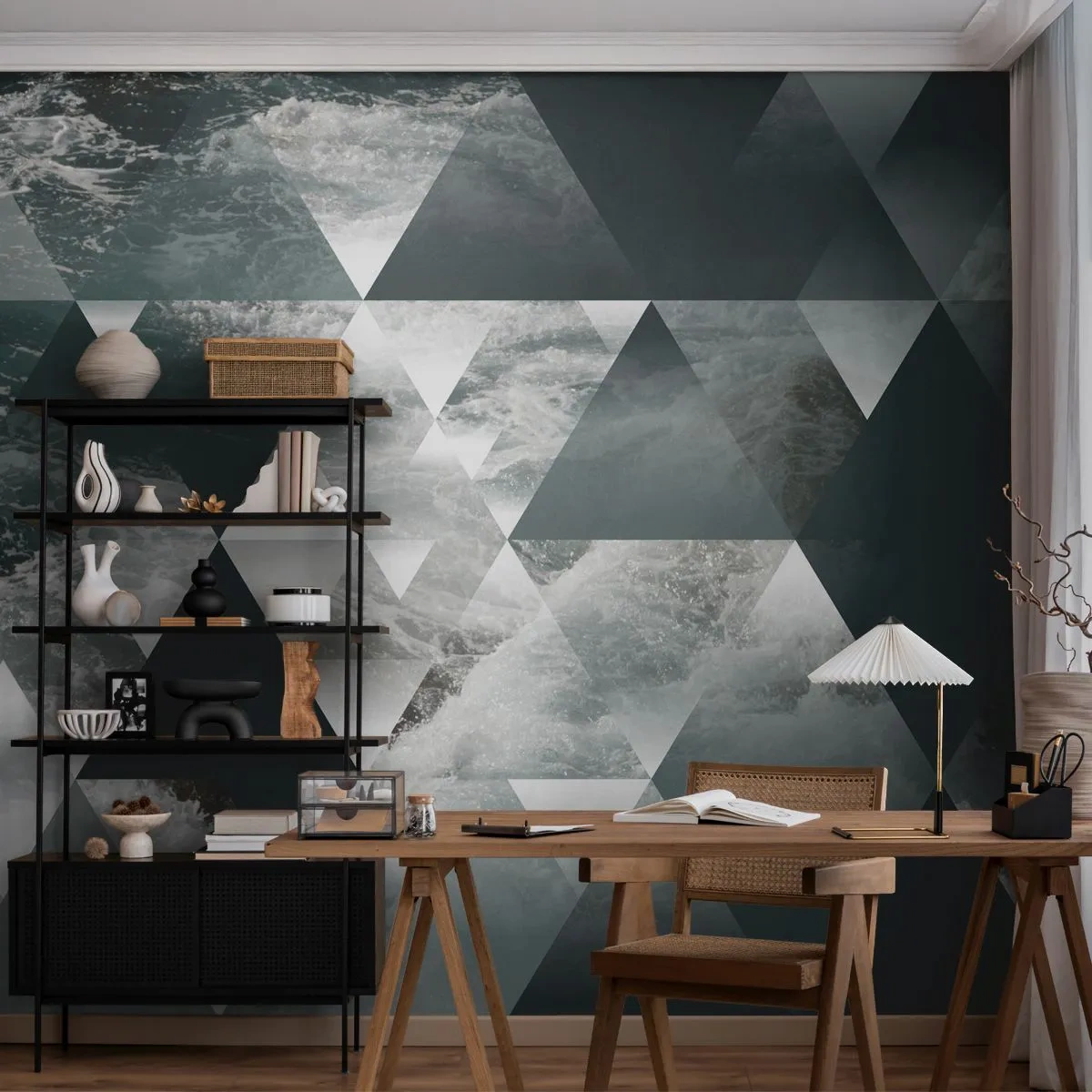 Papel de Parede Premium Sand - Uma perspetiva de cristal - Abstração, Ondas do mar, Pedaço - 100x70 cm