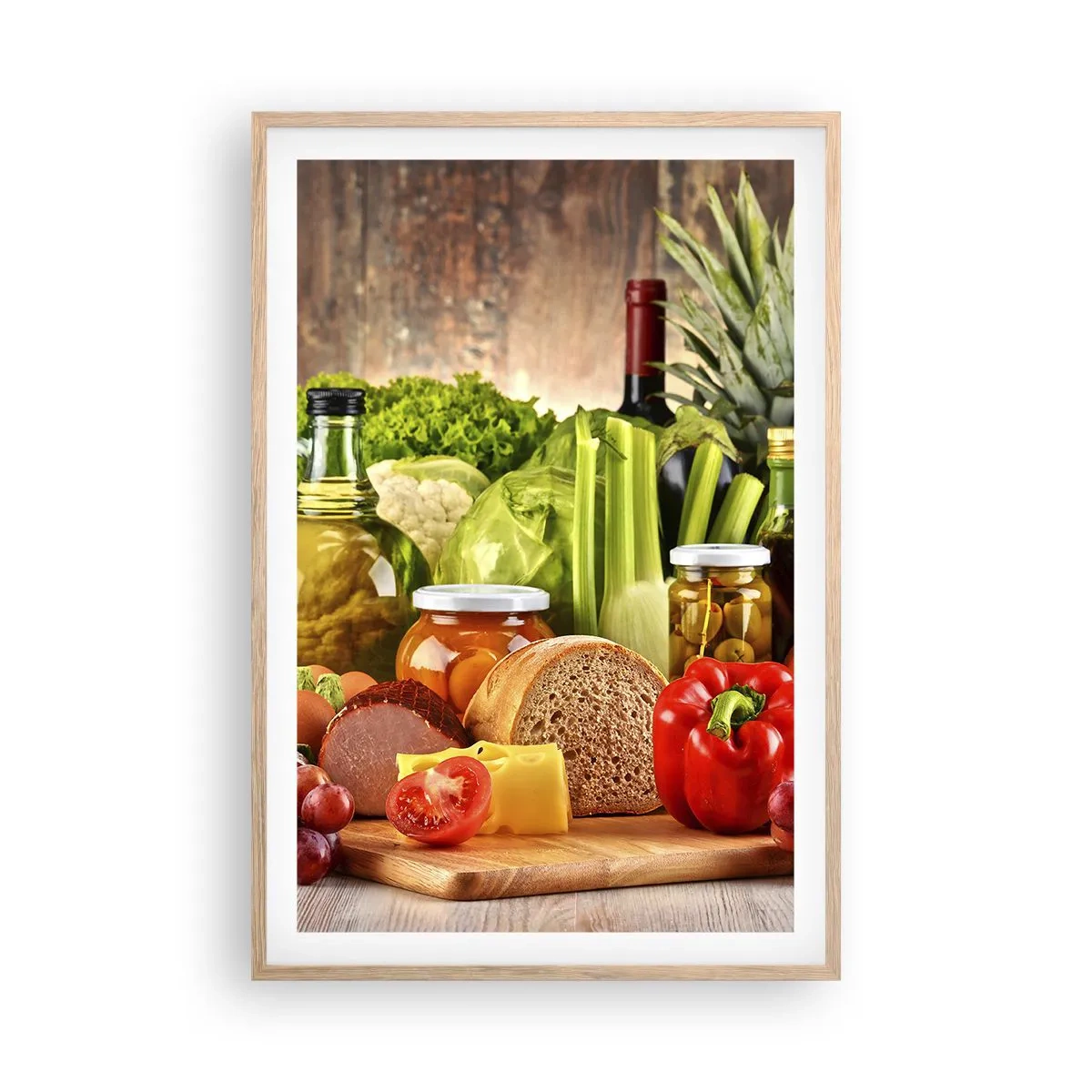 Pôster com moldura de carvalho claro - Defumados, cozidos, em conserva - 61x91 cm