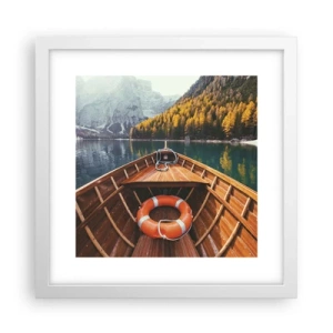 Pôster em moldura branca - Excursão na montanha - 30x30 cm