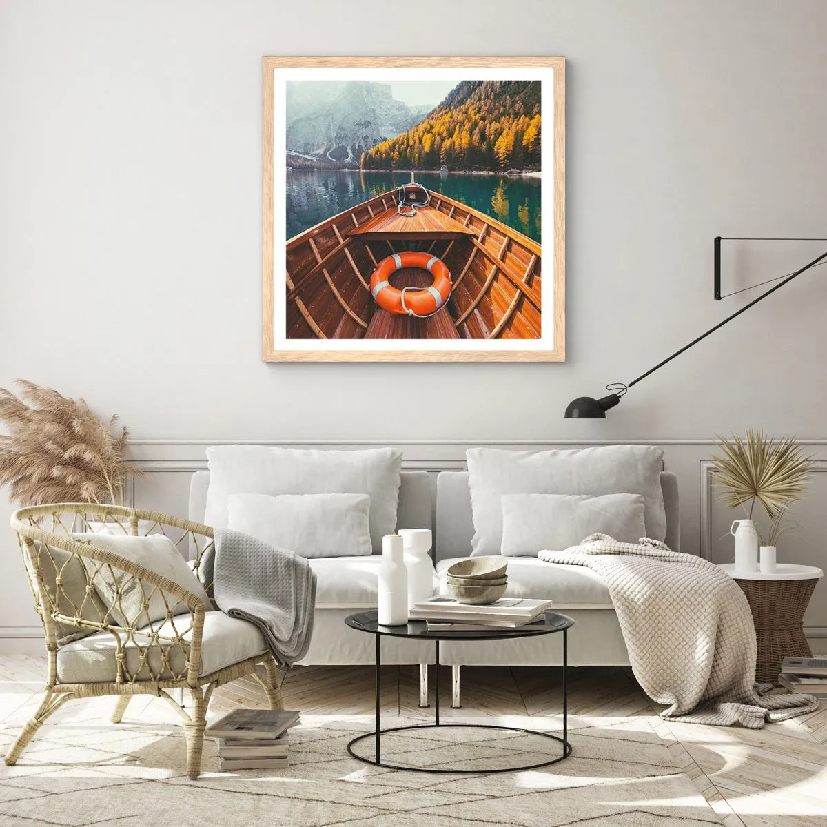 Pôster com moldura de carvalho claro - Excursão na montanha - 50x50 cm