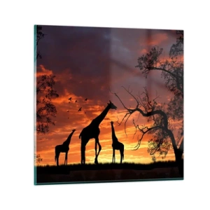 Quadro em vidro - Um pequeno jantar com seus entes queridos - 50x50 cm
