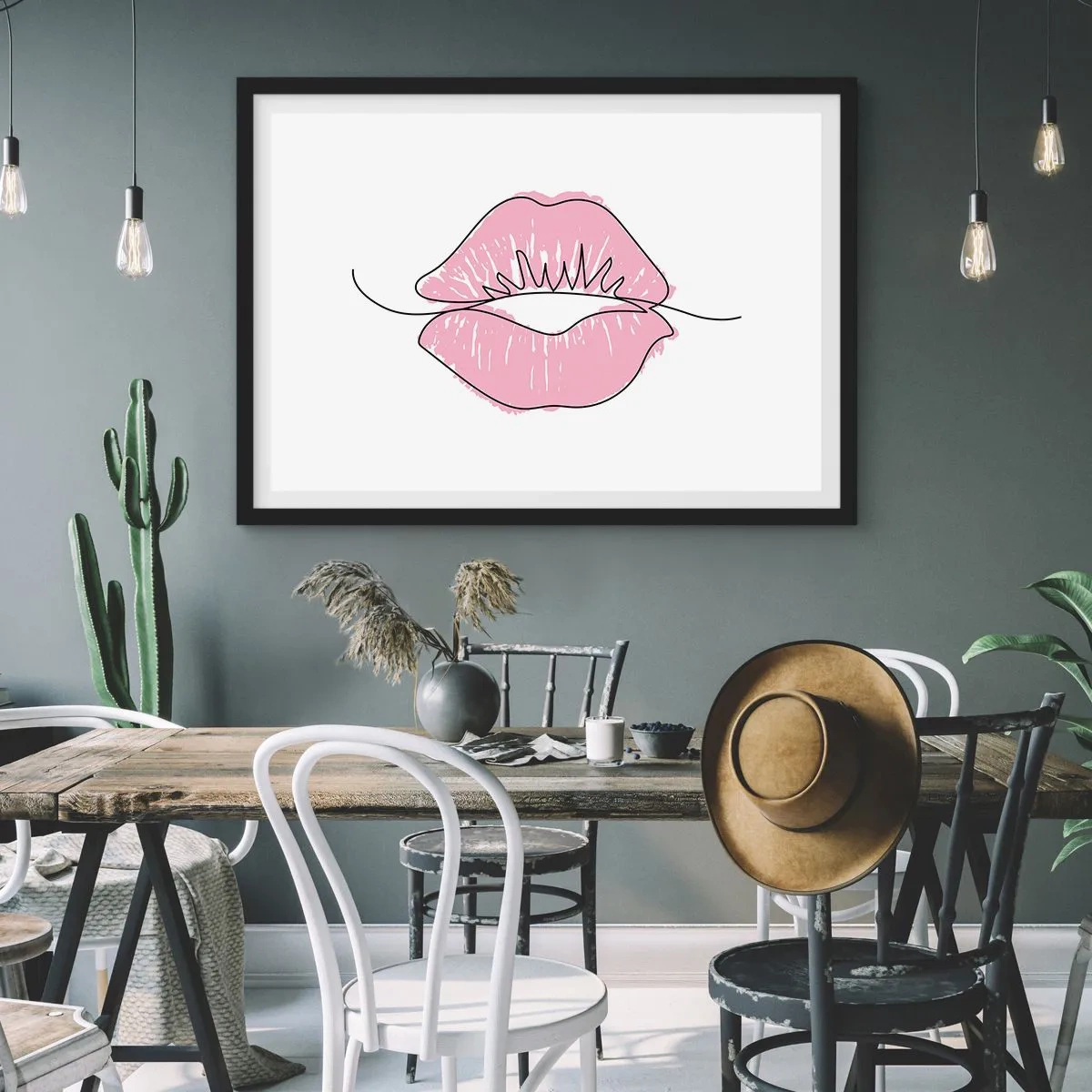 Pôster com moldura preta - Pronto para beijar? - 50x40 cm