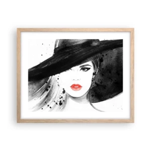 Pôster com moldura de carvalho claro - Dama de Preto - 50x40 cm
