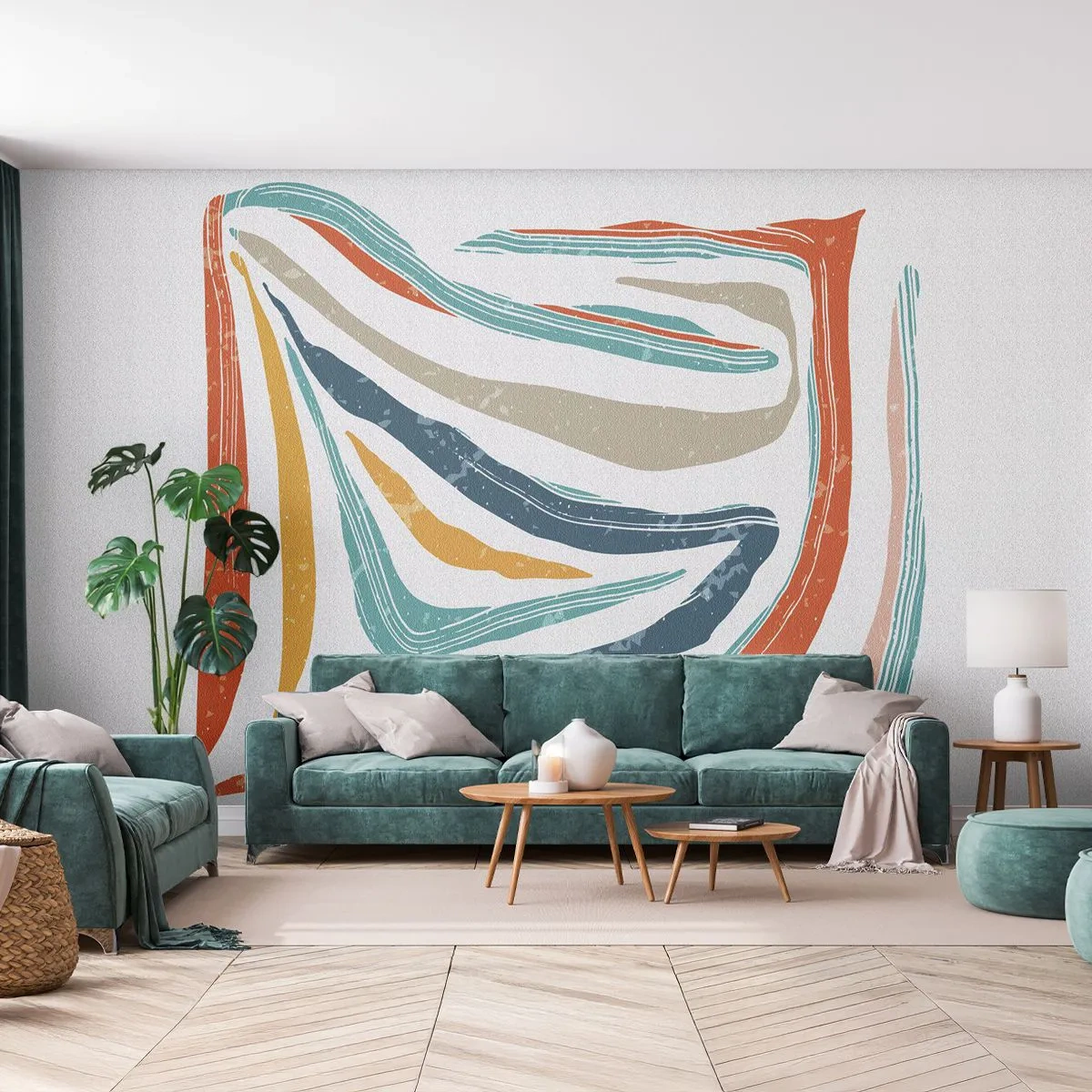 Papel de Parede Premium Sand - Abstração com um sorriso amigável - Boho, Pedaço, Moderno - 100x70 cm