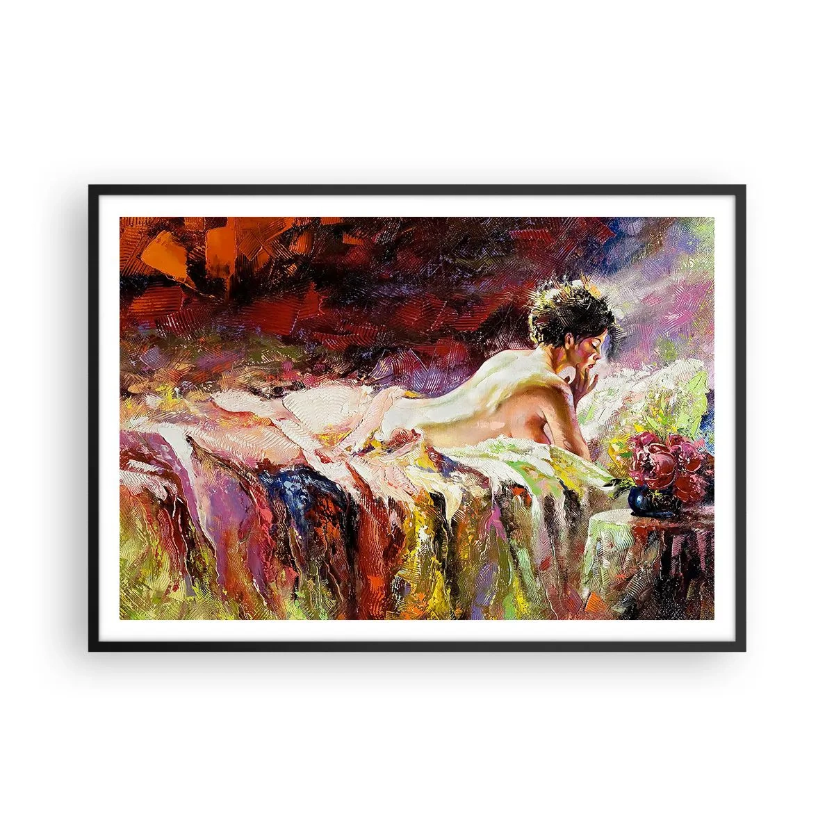 Pôster com moldura preta - Vênus pensativa - 100x70 cm