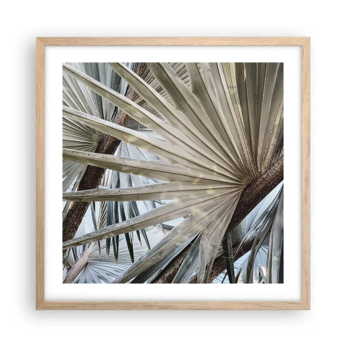 Pôster com moldura de carvalho claro - Leques nos trópicos - 50x50 cm