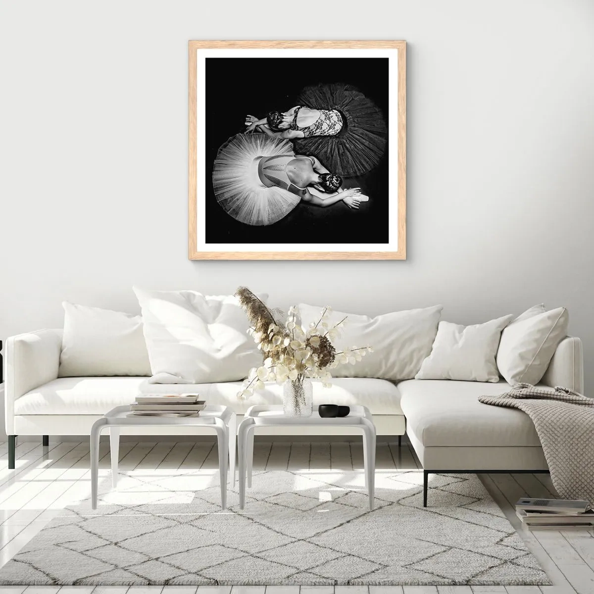 Pôster com moldura de carvalho claro - Jin e yang – o equilíbrio perfeito - 40x40 cm