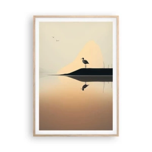 Pôster com moldura de carvalho claro - Senhor no lago - 70x100 cm