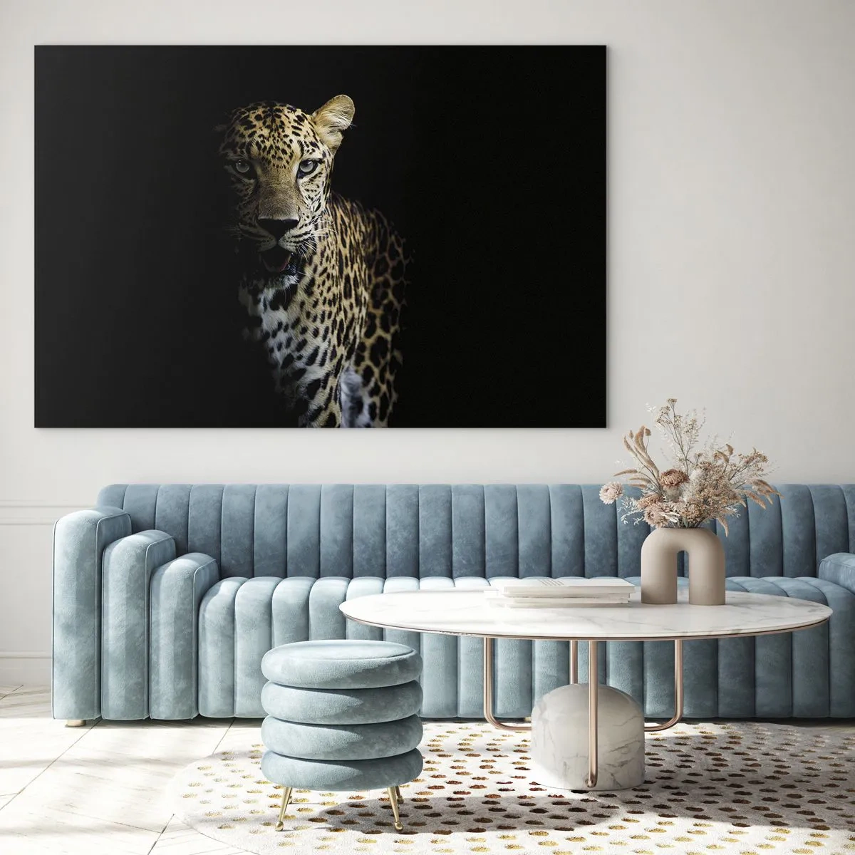 Quadro em vidro - Leão na sombra - 70x50cm - Beleza escura - Decoração de parede moderna para a sala de estar e quarto ARTTOR