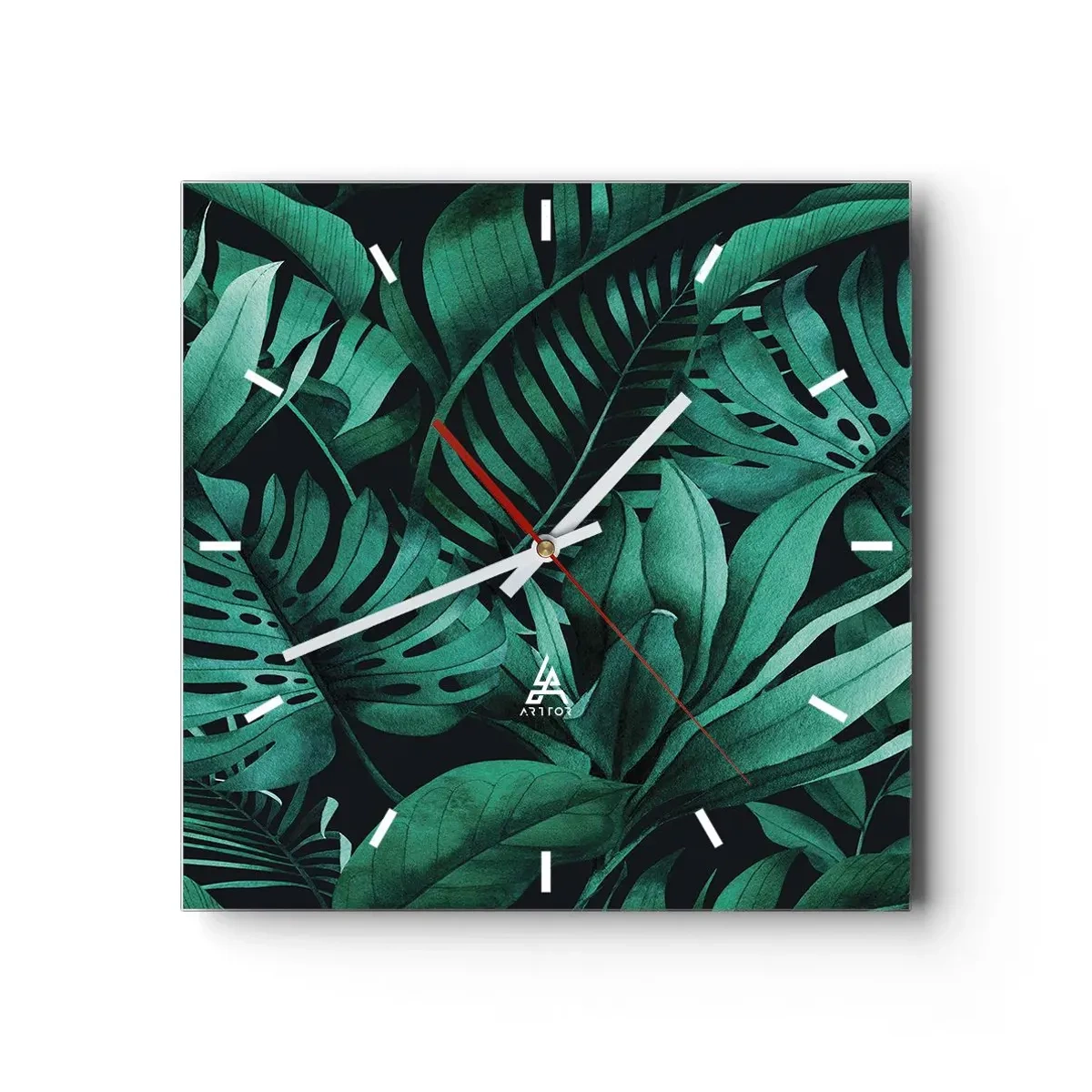 Relógio de parede - Relógio em vidro - A profundidade da vegetação tropical - 40x40 cm