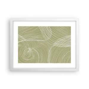 Pôster em moldura branca - Abstração intrincada em branco - 40x30 cm