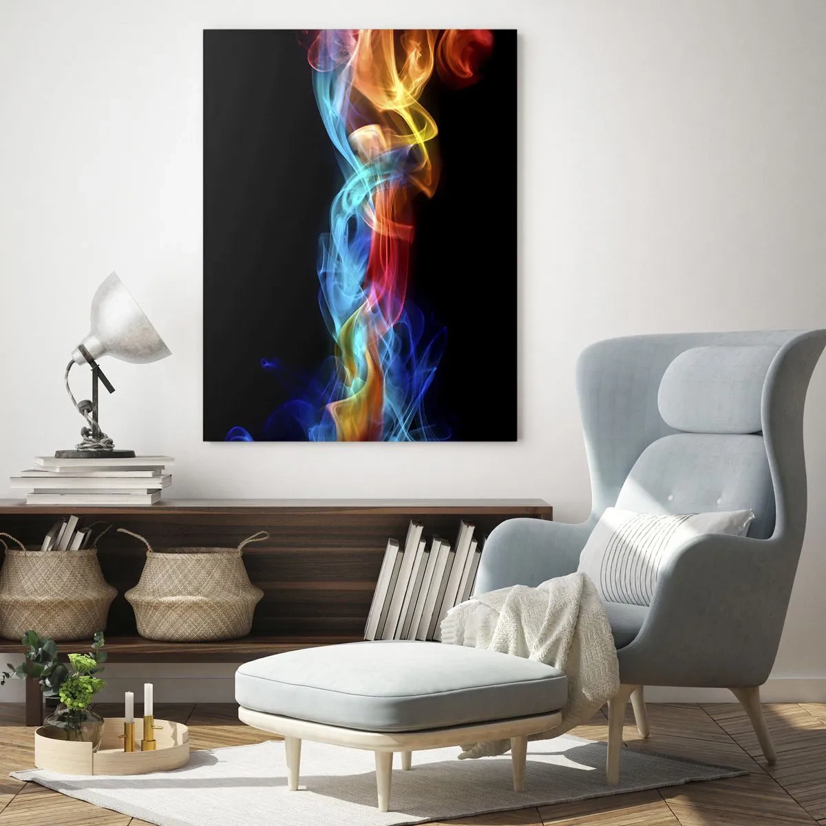 Quadro em vidro - Dança da névoa em arco-íris - 80x120 cm