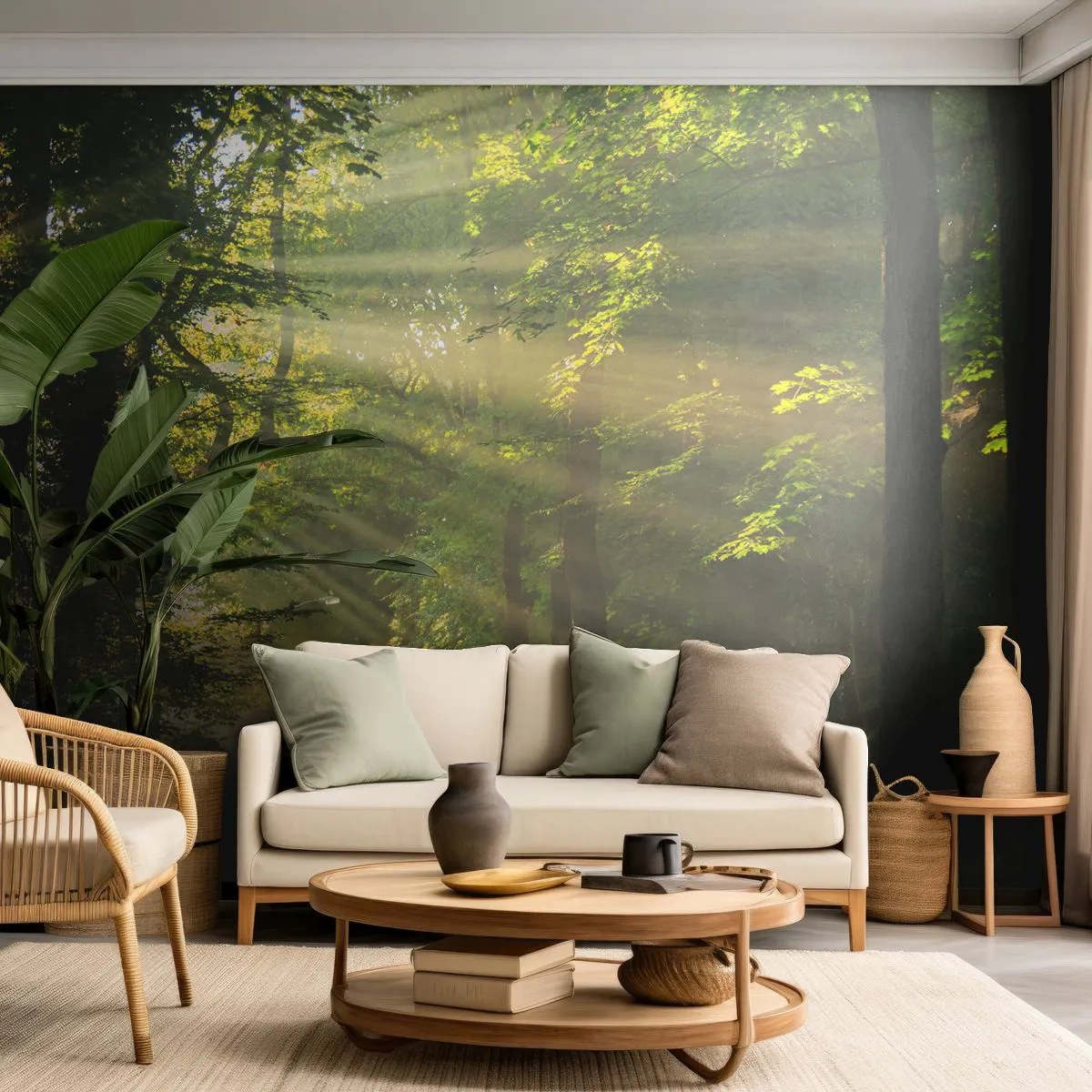 Papel de Parede Premium Sand - Momento florestal - Paisagem, Floresta, Natureza - 100x70 cm