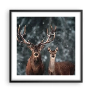 Pôster com moldura preta - O senhor da floresta com sua esposa - 50x50 cm