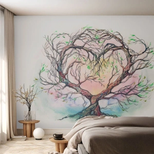 Papel de Parede Premium Canvas - Juntos contra os vendavais - Abstração, Árvore, Pedaço - 100x70 cm